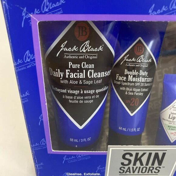NIB Jack Black Skin Saviors Men Skin Care Cleanser Exfoliate Moisturize Balm 4pc - Picture 6 of 8